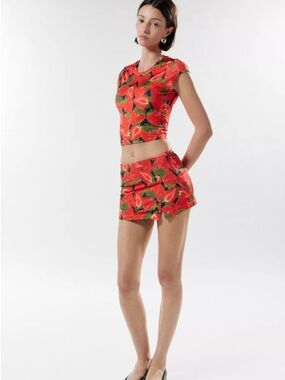 Urban Outfitters Red Strawberry-Print Mini Skirt